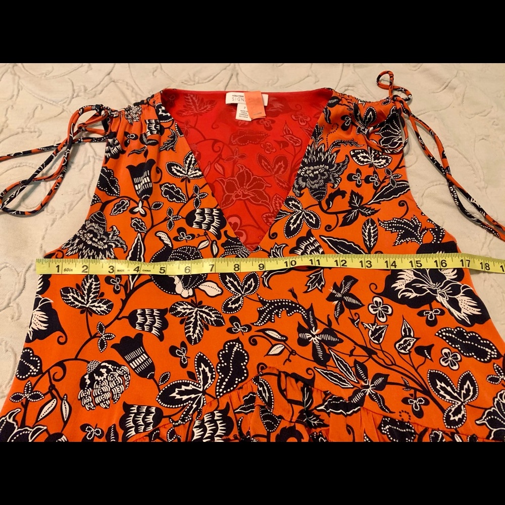 Nordstrom Signature red/navy floral silk dress - 2 - Picture 5 of 11